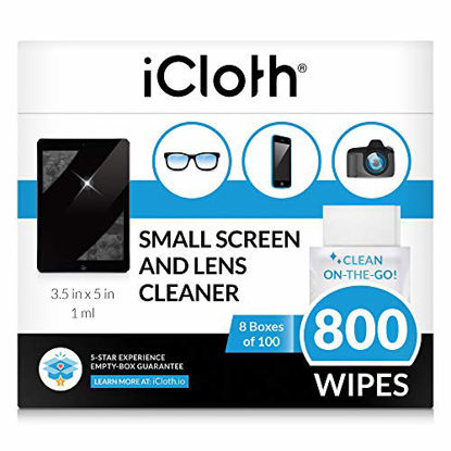 Picture of iCloth Lens Cleaning Wipes [5 x 3.5 Inches - 800 Wipes] Safe For All Screens, Electronics & Glasses. Streak & Lint Free, Individually Wrapped, 1 Wipe Can Clean Camera, Smartphone, And Pair Of Glasses