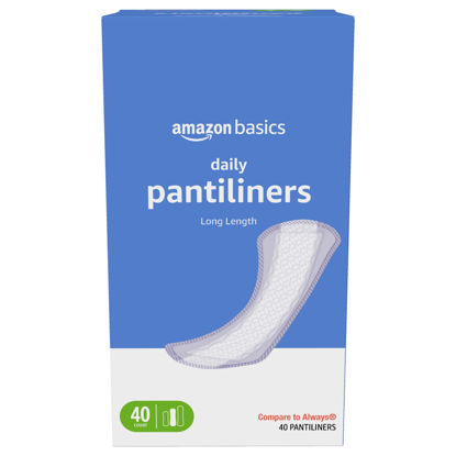 Picture of Amazon Basics Daily Pantiliner, Long Length, 40 Count, 1 Pack (Previously Solimo)