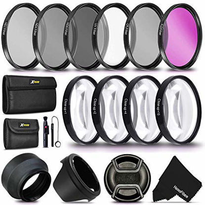 Picture of Professional 58MM Lens Filter & Accessory Kit Includes: 3 Filters Set (UV FLD Polarizer), ND Filters (ND2 ND4 ND8), 4 Close-up Macro Filters (+1 +2 +4 +10), Lens Hood, Cap + Camera Accessories