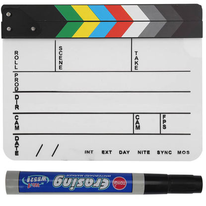 Picture of 11.8 x 9.8 Inch Acrylic Director Scene Clapperboard Film Movie Directors Clapboard, TV Movie Photography Dry Erase Board with Erasable Pen(Color whiteboard PAV1CWE4)