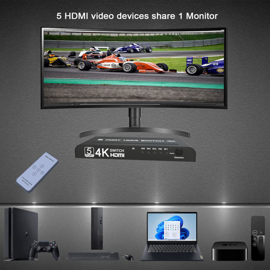 GetUSCart- HDMI Switcher - HDMI Switcher 5 in 1 Out,HDMI Switch with ...