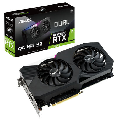 Picture of ASUS Dual NVIDIA GeForce RTX 3060 Ti V2 OC Edition Gaming Graphics Card (PCIe 4.0, 8GB GDDR6 Memory, LHR, HDMI 2.1, DisplayPort 1.4a, Axial-tech Fan Design, Dual BIOS, Protective Backplate)