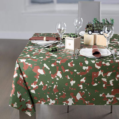 Picture of Camouflage 6 Pack Premium Disposable Plastic Tablecloth For Parties 54 Inch. x 108 Inch. Rectangle Table Cover By Grandipity