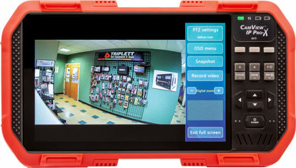 Picture of Triplett CamView IP Pro-X 7-inch TFT Touchscreen NTSC/PAL/HD-CVI 3.0/AHD 3.0/HD-TVI 3.0 Security Camera Tester with PoE and Built-in DHCP Server, Gray/Red