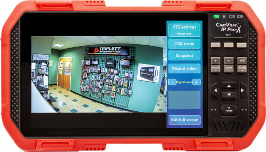 Picture of Triplett CamView IP Pro-X 7-inch TFT Touchscreen NTSC/PAL/HD-CVI 3.0/AHD 3.0/HD-TVI 3.0 Security Camera Tester with PoE and Built-in DHCP Server, Gray/Red