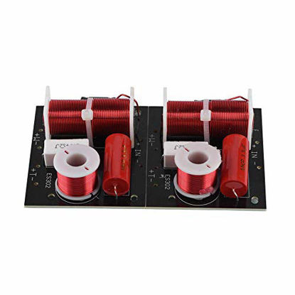 Picture of Cuifati 2Pcs Speaker Frequency Divider 2 Way 2 Unit Hi-Fi Sound Filter Audio Module Board Super Durability Treble and Bass Dual Frequency Dividing for Welding