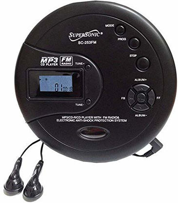 Picture of SuperSonic SC-253FM Personal MP3/CD Player w/ FM Radio - Portable Device, HQ Stereo Earphones Included