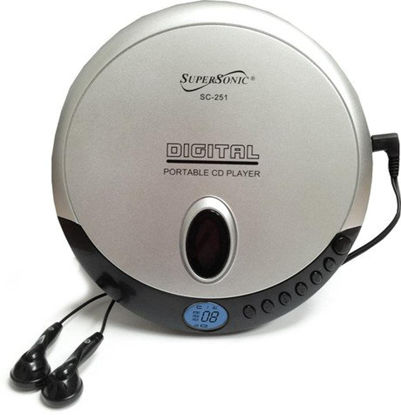 Picture of SuperSonic SC-251 Digital Portable Personal CD Player - CD-R/CD-RW Compatible, Random and Repeat Playback - Stereo Earphones Included