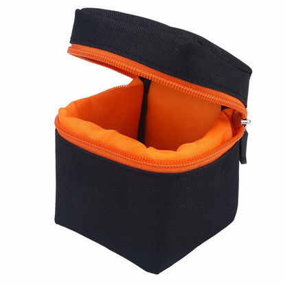 Picture of Padded Thick Camera Lens Bag 7mm Shockproof Protective Pouch Case with Loop Hook for DSLR Camera Lens