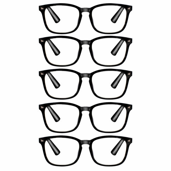 Picture of 5 Pack Blue Light Blocking Reading Glasses,Spring Hinge Computer Readers for Women Men,Anti UV Ray Filter Nerd Eyeglasses (Black, 2.50)