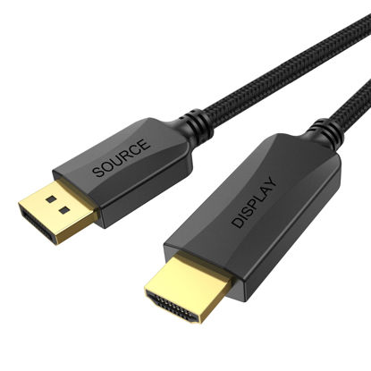 DisplayPort to HDMI Cable 6 feet 2-Pack, Display Port DP to HDMI Adapter  Male to Male Cord Gold-Plated Braided FHD Supports Video and Audio  Compatible with Dell, HP, Insignia, Samsung, More 