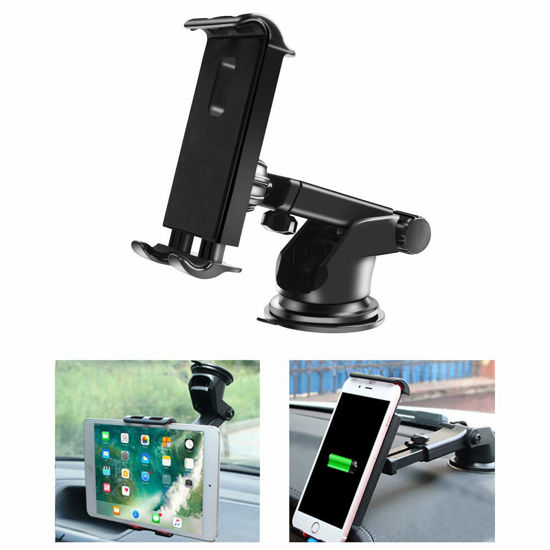 GetUSCart- Car Tablet Mount Holder, Universal Dashboard Windshield Tablet  Stand Cell Phone Holder Car Dash Mount Suction Cup Mount Compatible with  iPad Pro/Air/Mini, iPhone, Galaxy Tab, All 4.7-10.5 Devices