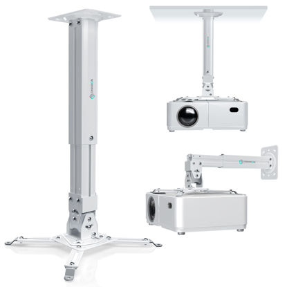 Picture of ONKRON Universal Ceiling Projector Mount Height Adjustable Mounting Bracket up to 22 LBS White K5A