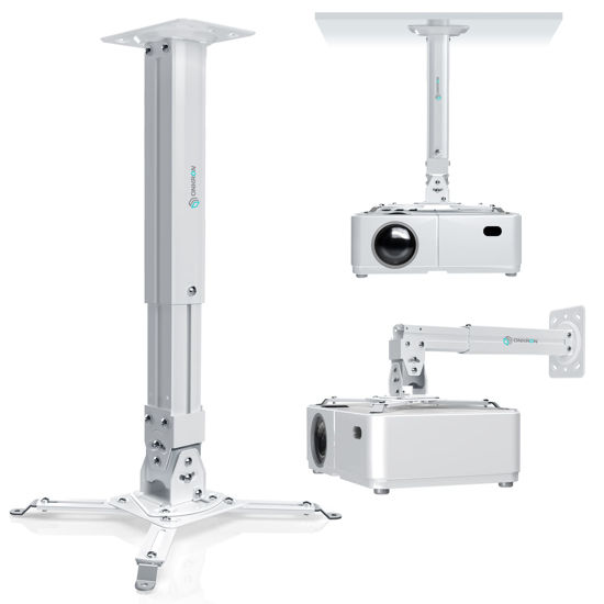 Picture of ONKRON Universal Ceiling Projector Mount Height Adjustable Mounting Bracket up to 22 LBS White K5A