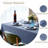 Picture of Mebakuk Rectangle Table Cloth Linen Farmhouse Tablecloth Waterproof Anti-Shrink Soft and Wrinkle Resistant Decorative Fabric Table Cover for Kitchen (Oblong 60 x 144 Inch (12-14 Seats), Denim Blue)