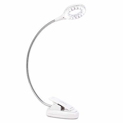Picture of Leadleds Battery Operated Reading Light Clip On, 18-LED White Light USB Reading Lamp for Bed,Office,Living Room,Piano (White)