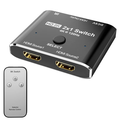 Picture of CABLEDECONN HDMI 2.1 8K Switch with Remote Control Directional 2in 1out 8K@60Hz 4K@120Hz Converter High Speed 48Gbps Compatible with Xbox PS5 Projectors Monitors