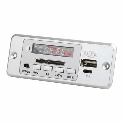 Picture of 5V MP3 Audio Decoder Module, USB FM Radio MP3 Decoding Board Music Player, 3Wx2 Speakers 5V or 3.7V Lithium Battery(Silver)