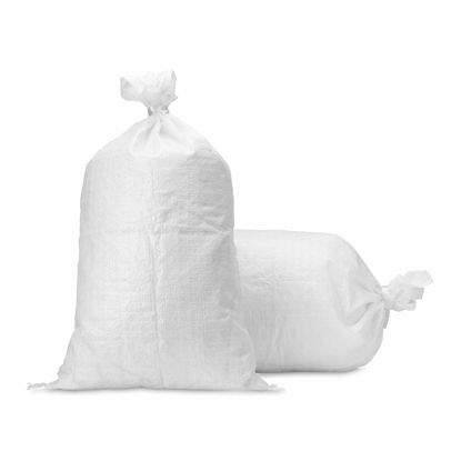 Picture of Sand Bags - Empty White Woven Heavy Duty Military Grade Polypropylene Sandbags with Ties and UV Coating Protection for Flooding, Emergencies and more (10 Bags)