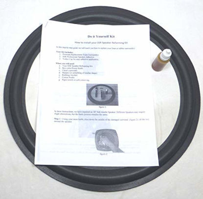 Picture of (2) Two 15" Foam Speaker Surrounds w/Speaker Repair Refoam Instruction & Glue