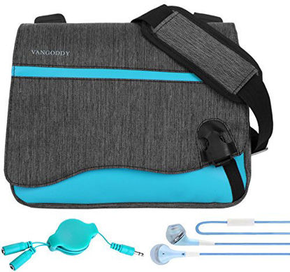 Picture of Blue Anti-Theft 10 inch Tablet Messenger Bag, Headphones, Splitter for Acer ChromeBook Tab 10, Iconia Tab 10 One 10