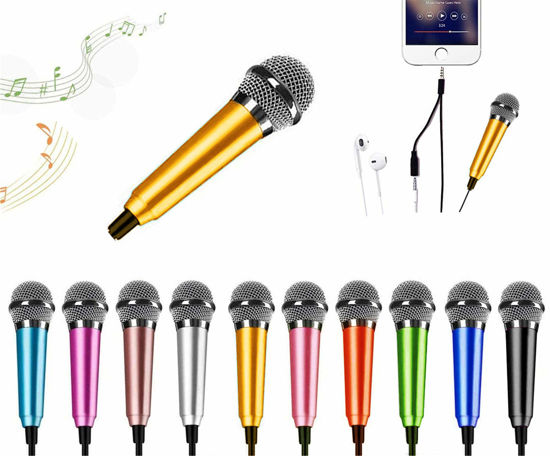 Picture of Mini Microphone,Portable Vocal Tiny Microphone, Asmr Microphone,Phone Microphone, Mini Karaoke Microphone for Voice Recording Chatting and Singing On iPhone,Android,Laptop Notebook（Yellow）