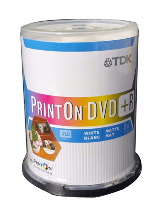 Picture of 100 on spindle pack TDK Print On DVD R 8x 4.7 GB single sided white matte