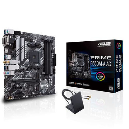 Picture of ASUS Prime B550M-A AC AMD AM4 (3rd Gen Ryzen™) Micro ATX Motherboard (PCIe 4.0, WiFi, ECC Memory, 1Gb LAN, HDMI 2.1/D-Sub, 4K@60HZ, Addressable Gen 2 RGB Header and Aura Sync)