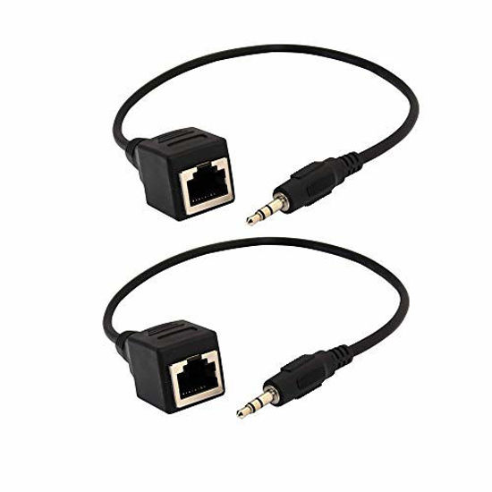 GetUSCart- TraderPlus 2 Pack 3.5mm Stereo Audio to RJ45 Female Socket ...