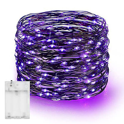 Picture of Dazzle Bright Fairy String Lights, 20 FT 60 LED Copper Wire Battery Operated Waterproof Lights, Halloween Decorations for Indoor Home Room Outdoor Garden Patio Party Decor (Purple, 1)
