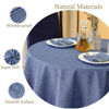 Picture of Mebakuk Round Table Cloth Linen Farmhouse Tablecloth Spill-Proof Antiwrinkle and Shrink Proof Tablecloth Decorative Fabric Table Cover for Dining and Outdoor Use(70 inch Round 4-6 Seats Denim Blue)