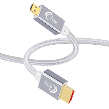 Picture of QING CAOQING Micro HDMI to HDMI Cable (Male to Male), Supports 4K, Ethernet, 3D and Audio Return (15ft)