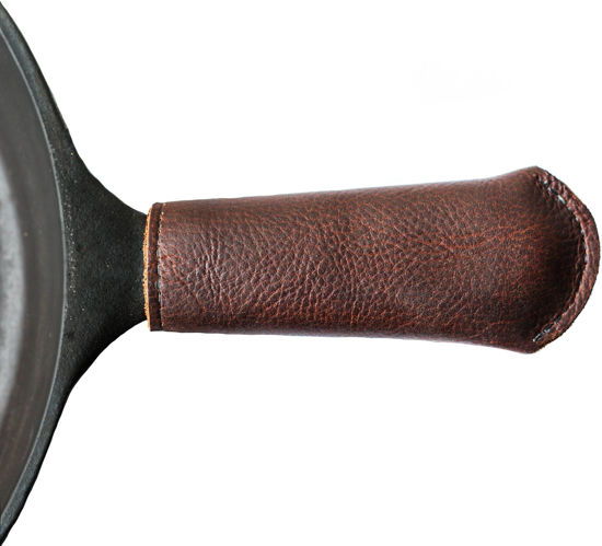 Picture of Leather Cast Iron Skillet Pan Handle Cover - Made In USA (Standard 4.5")
