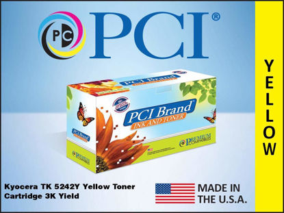 Picture of PCI Brand Compatible Toner Cartridge Replacement for Kyocera TK-5242Y Yellow Toner Cartridge 3K Yield