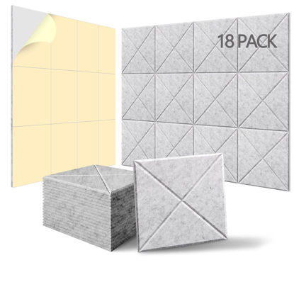 Picture of 18 Pack X-Lined Acoustic Panels with Self-Adhesive,12" X 12" X 0.4" Soundproof Wall Panels, Sound Absorbing Panels Decorative Sound Dampening Panels, Sound Proof Foam Panels for Home & Offices,Gray