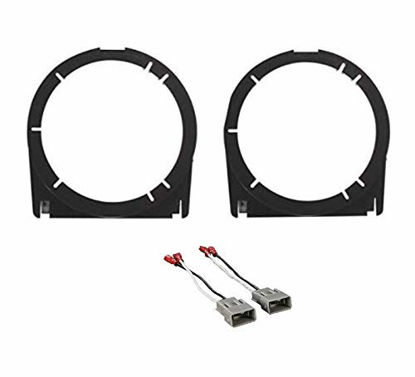 Picture of ASC Audio 6" 5" 5.25" Car Stereo Front Door Speaker Install Spacer Mount Plate Bracket Adapters and Speaker Wire Harness Connectors Combo for 2002-2006 Acura RSX, 2003-2007 Honda Accord