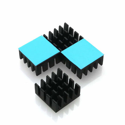 Picture of ZZHXSM 14mm Heatsink 4PCS 14 x 14 x 7mm Black Aluminum Heat Sink Radiator Cooler with Thermal Conductive Adhesive Tape Cooling Fin