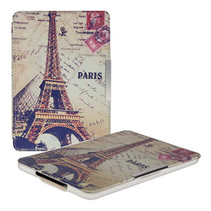 Picture of kwmobile Case Amazon Kindle Paperwhite - Book Style PU Leather Protective e-Reader Cover Folio Case - Grey White