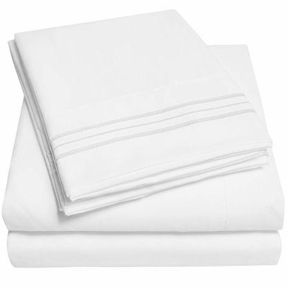 Picture of 1500 Supreme Collection Extra Deep Pocket Sheets Set - Luxury Soft Bed Sheets, Wrinkle Free, Bedding, Over 40 Colors, 21 inch Extra Deep Pocket, Queen, White