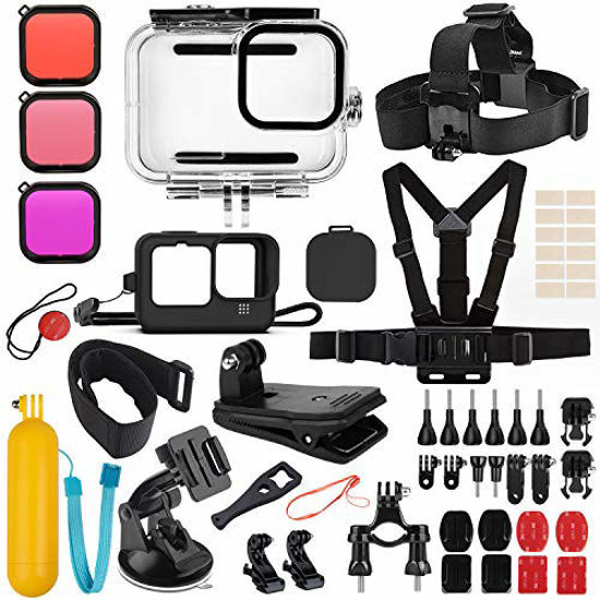 Kuptone 52 in 1 Accessories Kit Bundle for Gopro 11 10 9 Waterproof Housing  Filters Silicone Case Head Chest Strap Suction Cup/Bike Mount Floating
