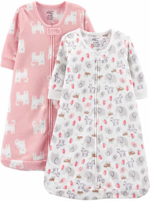 Picture of Simple Joys by Carter's Unisex Babies' Microfleece Sleepbag Wearable Blanket, Pack of 2, Pink, Cat/Animal, 3-6 Months