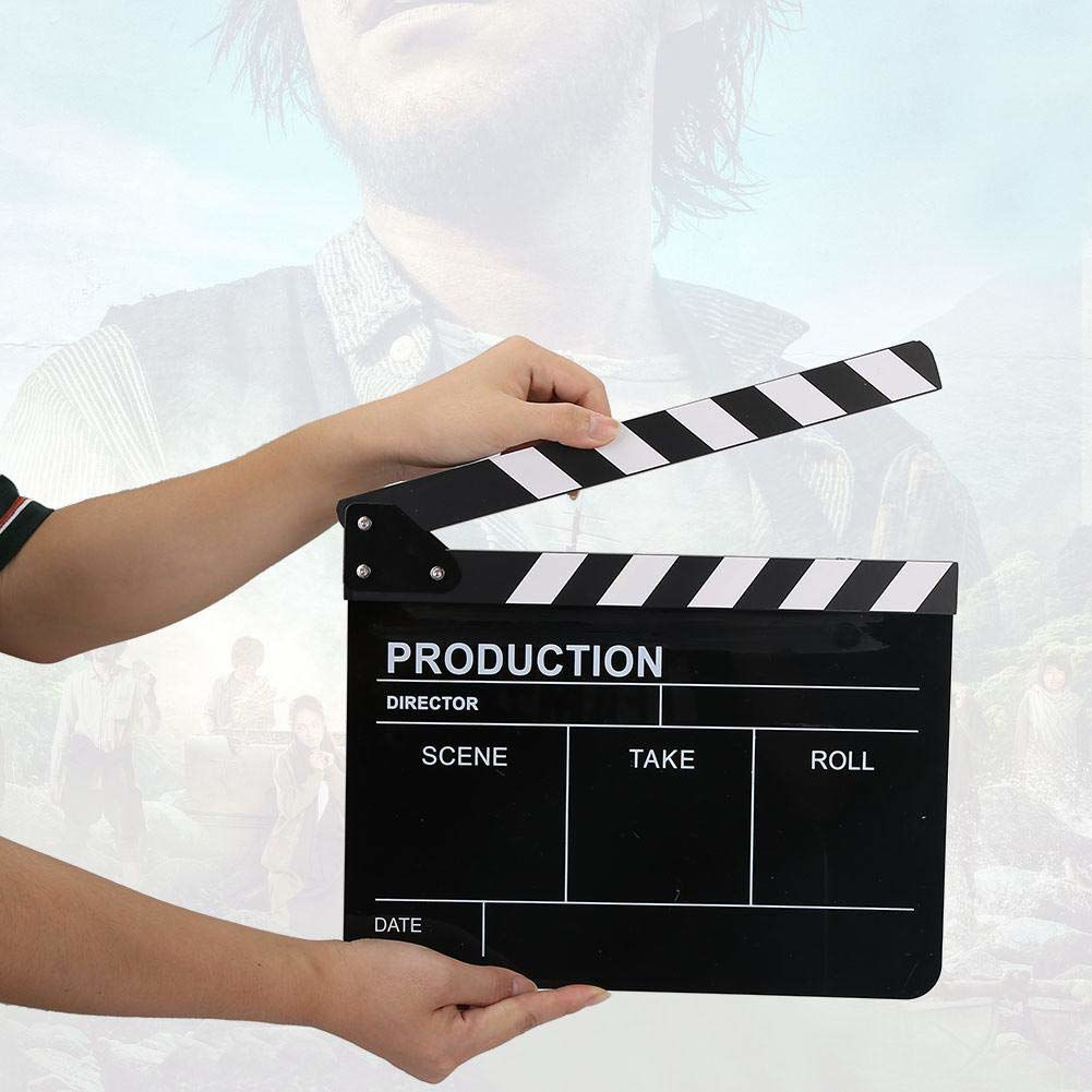 thumbnail image 2 of Flexzion Director Clapboard Film Movie Clapper Board Acrylic Plastic Dry Erase Stadio Camera Tv Video Cut Action Scene Slate Board 10x12 With Black White Sticks 2 of 10