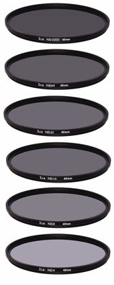 Picture of ICE 49mm 6 ND Filter Set Slim ND1000 ND64 ND32 ND16 ND8 ND4 Neutral Density 10, 6, 5, 4, 3, 2 Stop Optical Glass 49