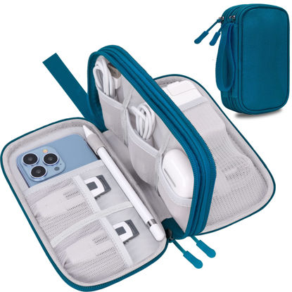 Picture of Lacdo Electronic Organizer, Travel Cable Organizer Bag Pouch Tech Electronic Accessories Carry Case Portable Double Layers Charger Case for Cable, Cords, Charger, Phone, Earphone, Power Bank, Green