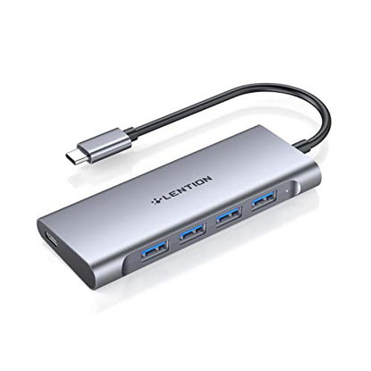 Picture of LENTION USB C Hub with 4 USB 3.0 & Type C Charging Compatible 2022-2016 MacBook Pro, New Mac Air, New Surface, Chromebook, More, Stable Driver Certified Type C Multiport Adapter (CB-C31, Space Gray)