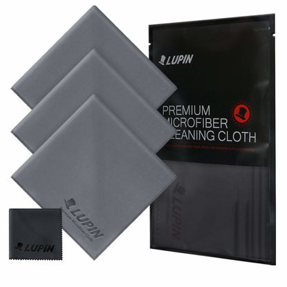 Picture of Ringke Lupin Microfiber Cleaning Cloths, Large 4 Pack Premium Ultra Lint Polishing Cloth for Cell Phone, Tablets, Laptops, iPad, Glasses, Auto Detail, TV Screens & Other Surfaces - Gray