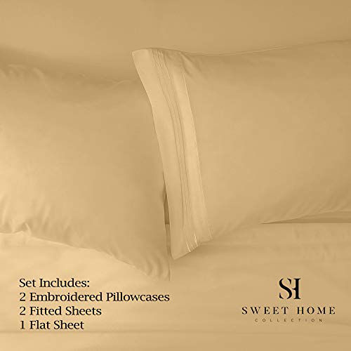 GetUSCart 1500 Supreme Collection Extra Soft Split King Sheets Set, Camel Luxury Bed Sheets