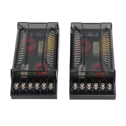 Picture of Srum 2 Way Car Audio Crossover, 2pcs Speaker Frequency Divider Car Audio Passive Crossover Up to 300 Watts, Overcurrent Protection Heat Dissipation Universal Speaker Frequency Divider