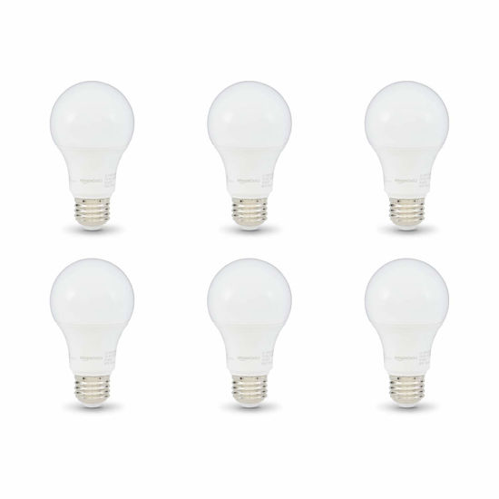 Picture of Amazon Basics 60W Equivalent, Daylight, Dimmable, 10,000 Hour Lifetime, A19 LED Light Bulb | 6-Pack