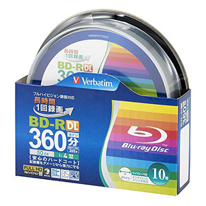Picture of 10 Verbatim Bluray Disc 50 GB BD-R DL Dual Layer Blu-ray Inkjet Printable